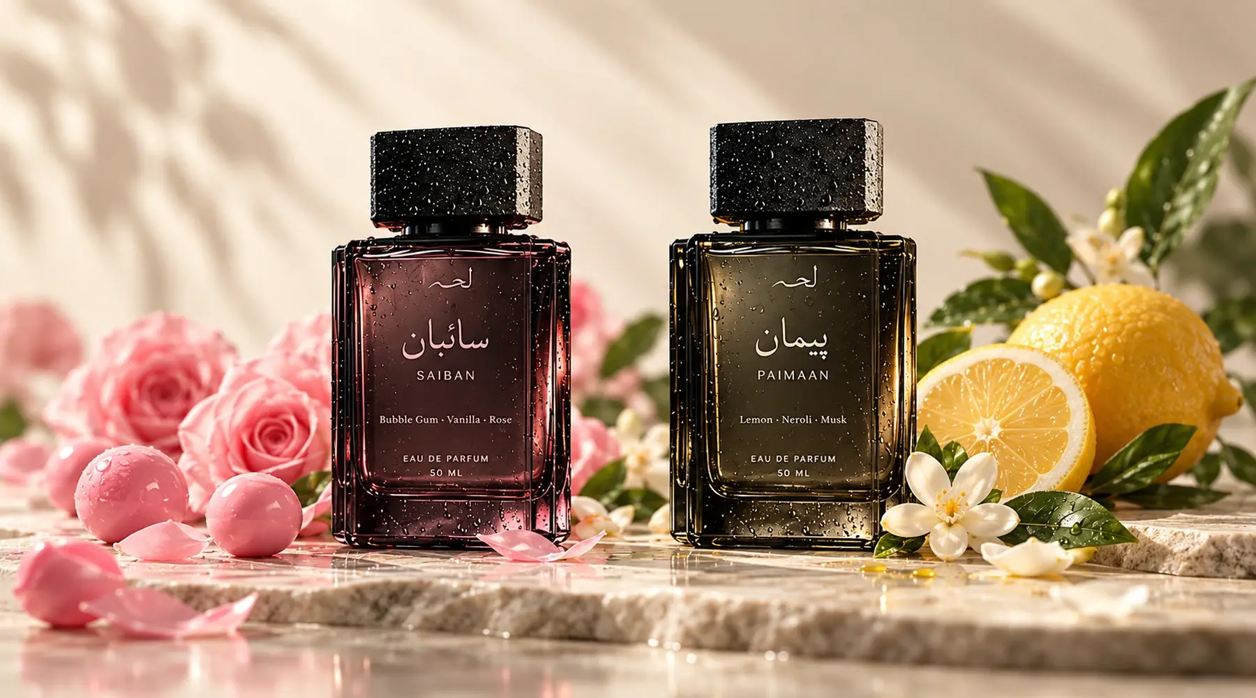 The LAMHA fragrances in soft daylight